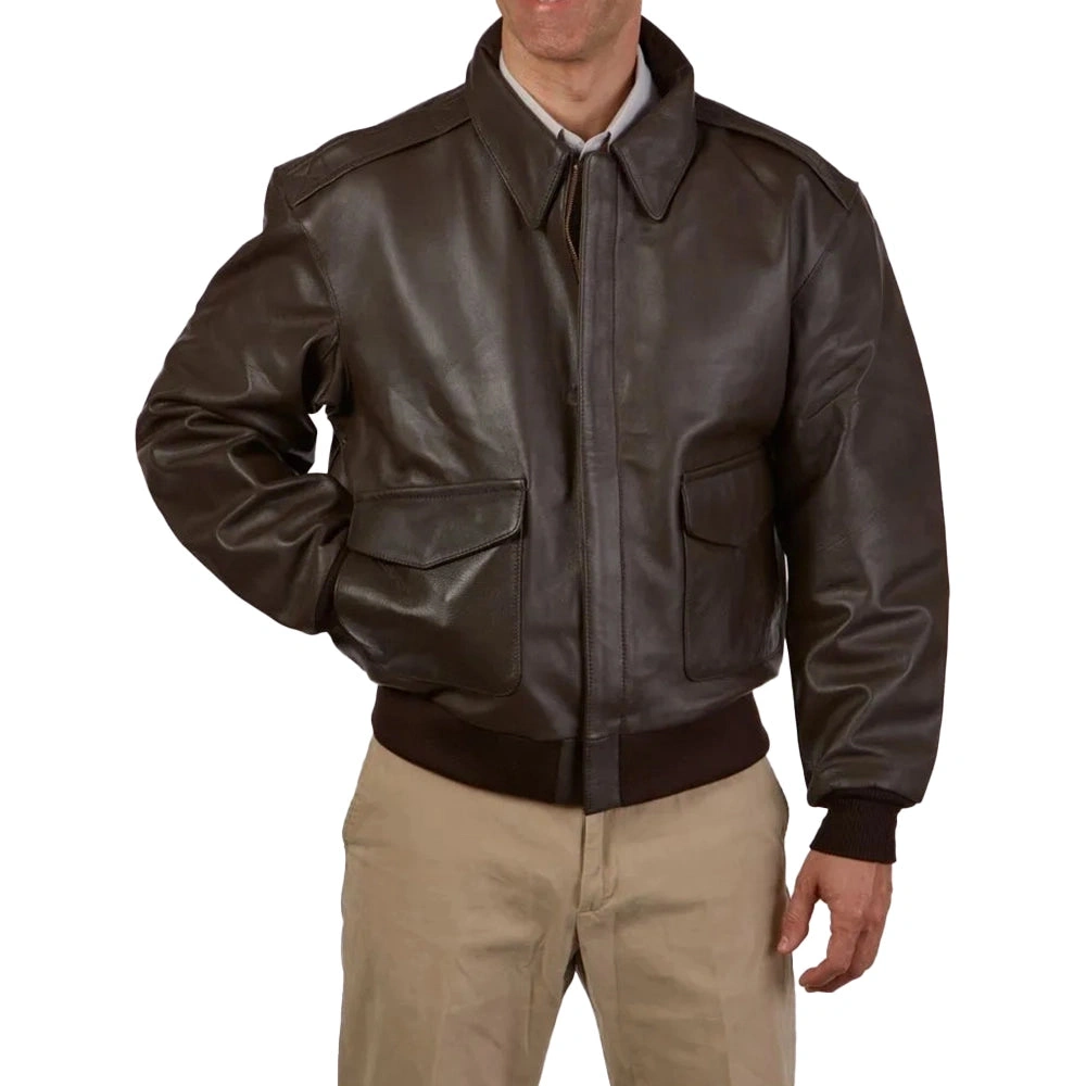 Vintage Brown Bomber: Authentic Aviator Leather Jacket for the Bold